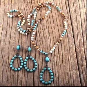 NEW Western Turquoise Pendant Necklace & Earrings